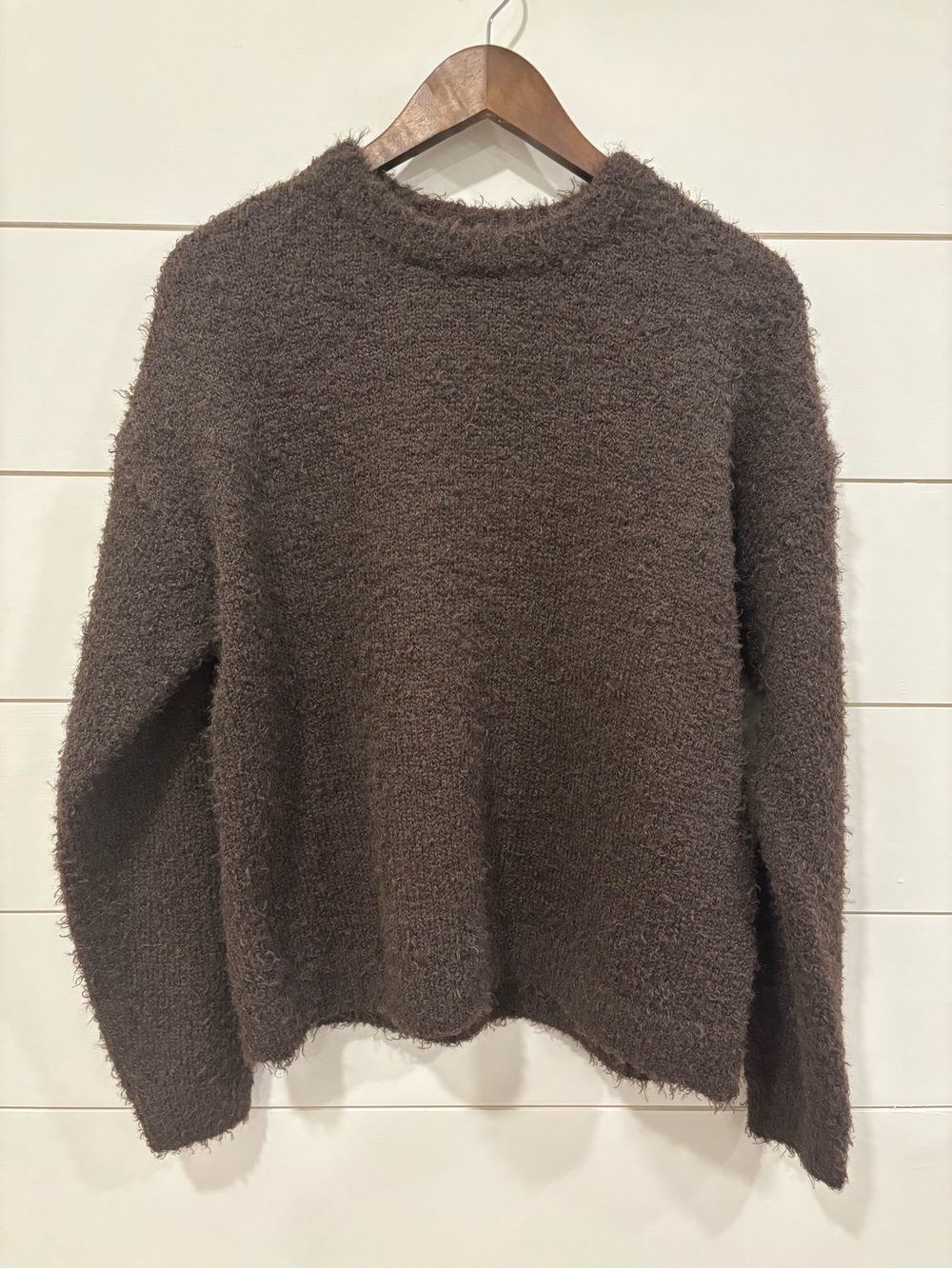 Leith Oversize Eyelash Knit Sweater in Brown Seal NWT Size M and L